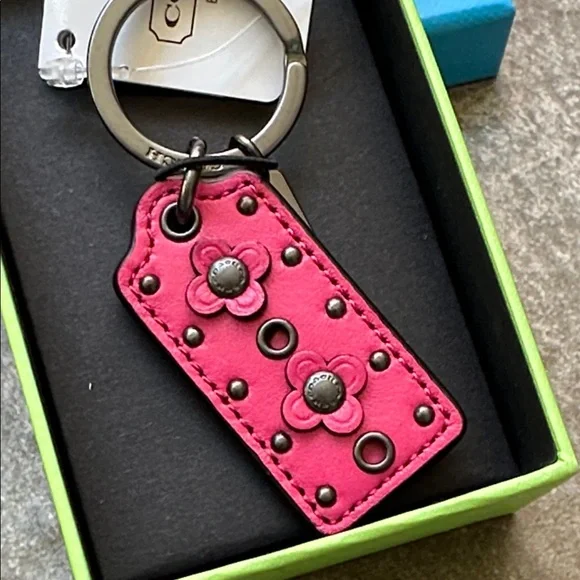 NWT Coach Fuchsia Keychain with Studs - Picture 2 of 7